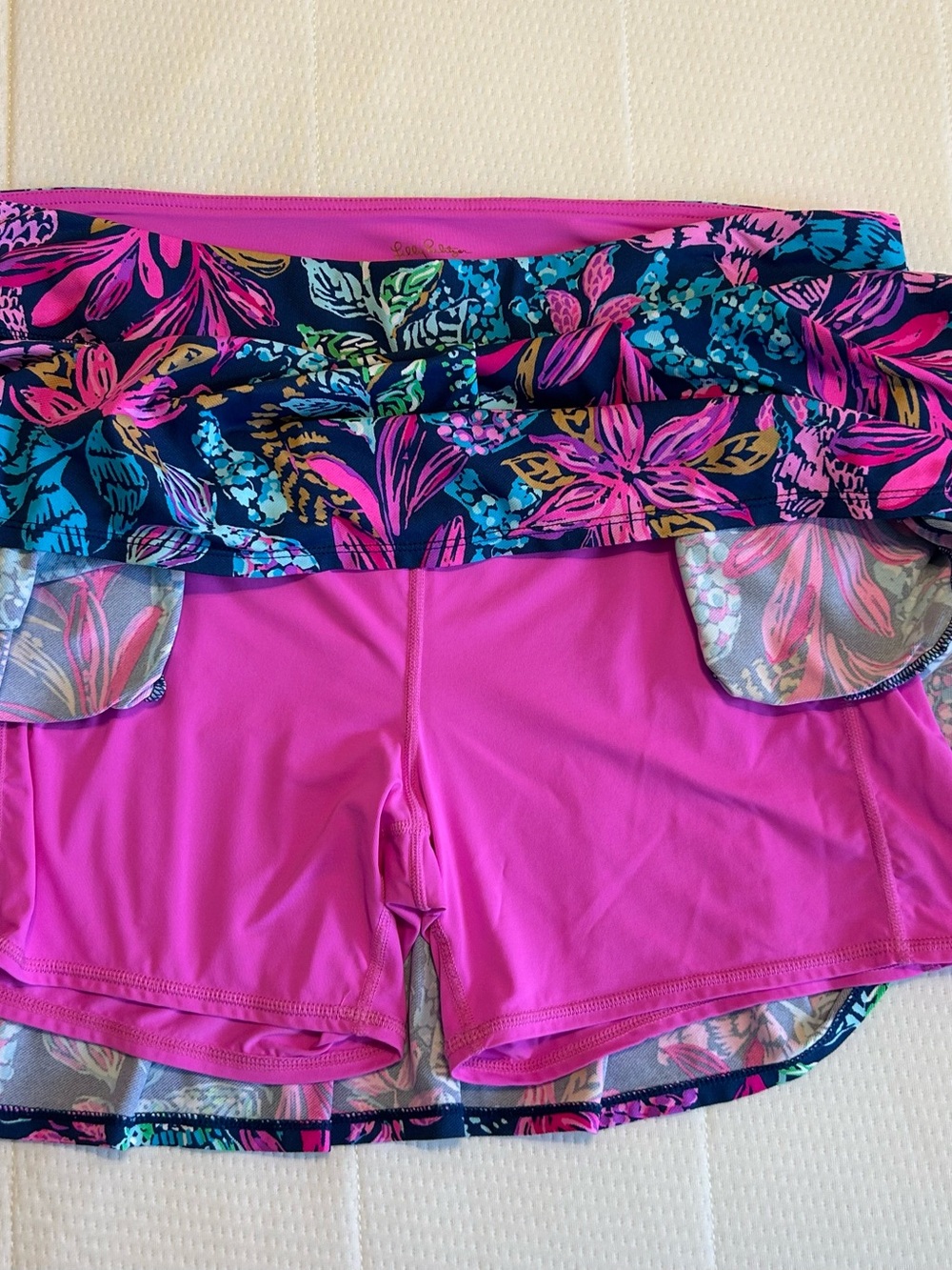 Lilly Pulitzer Maryann Skort XL Aegean Navy Calypso Coast UPF 50+ Luxeletic EUC - Picture 5 of 8